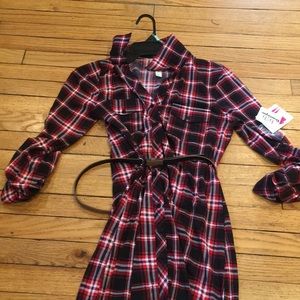 Brand new, never used plaid dress with belt